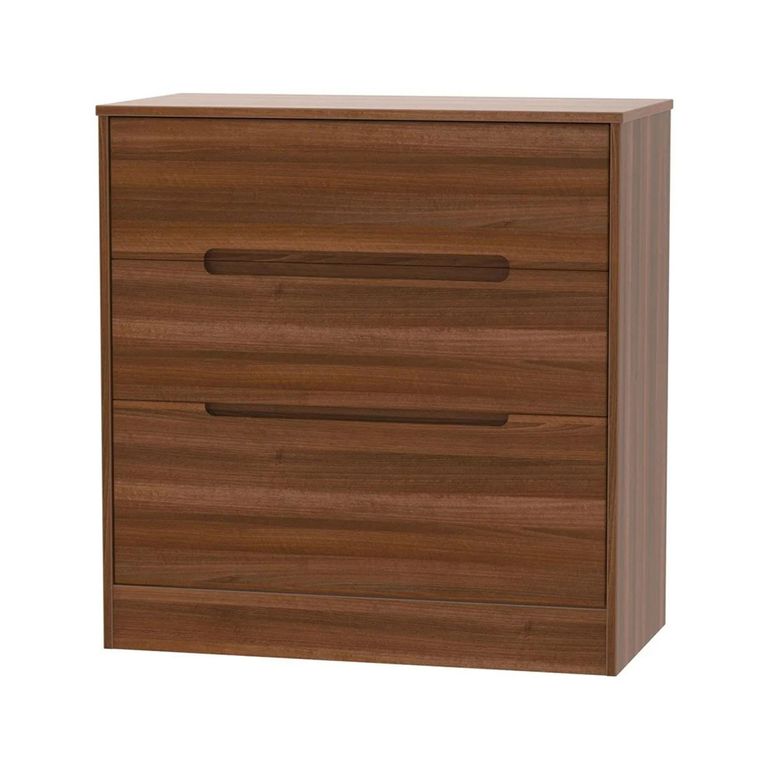 Monaco Bedside Cabinet - 3 Drawer - Wide- Noche Walnut