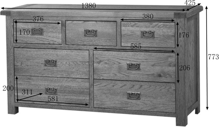 Kent Chest - 3+4 Drawer - Wide - Oak