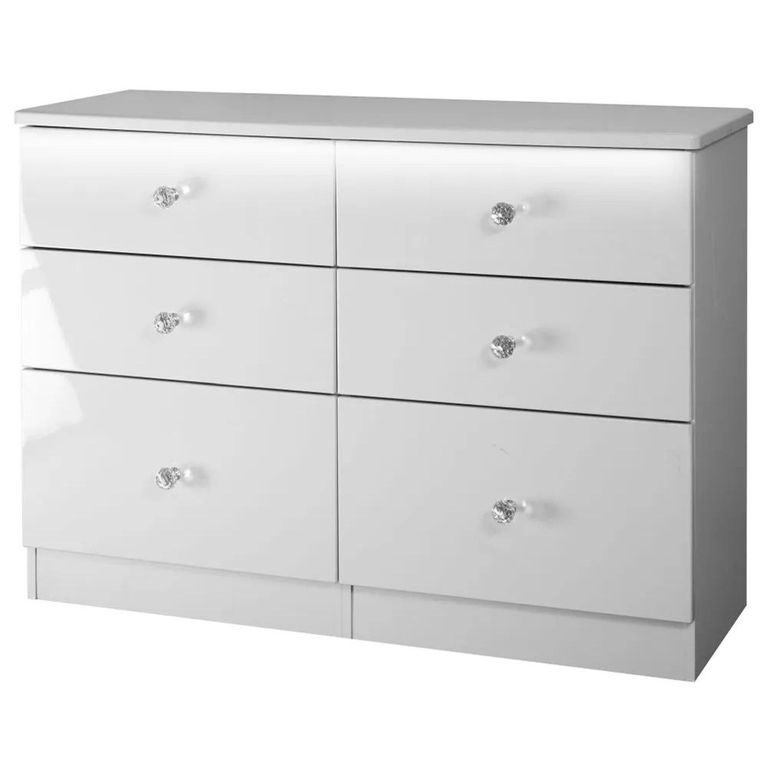 Lumiere Chest - Midi - 6 Drawer - White Gloss