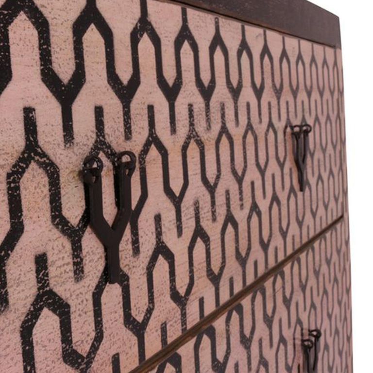 Zaza Chest - 3 Drawer - Geometric Design - Black - Wood