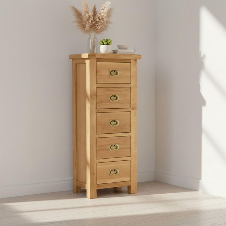Salisbury Premium Tallboy Chest - 5 Drawer - Oak
