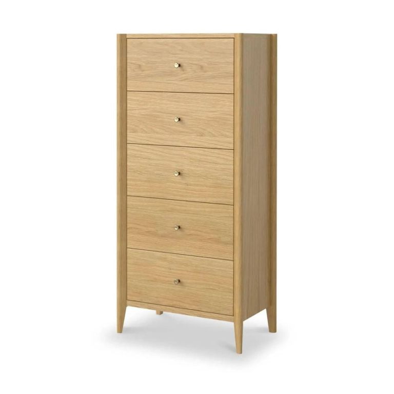 Paris Tallboy Chest - 5 Drawer - Oak