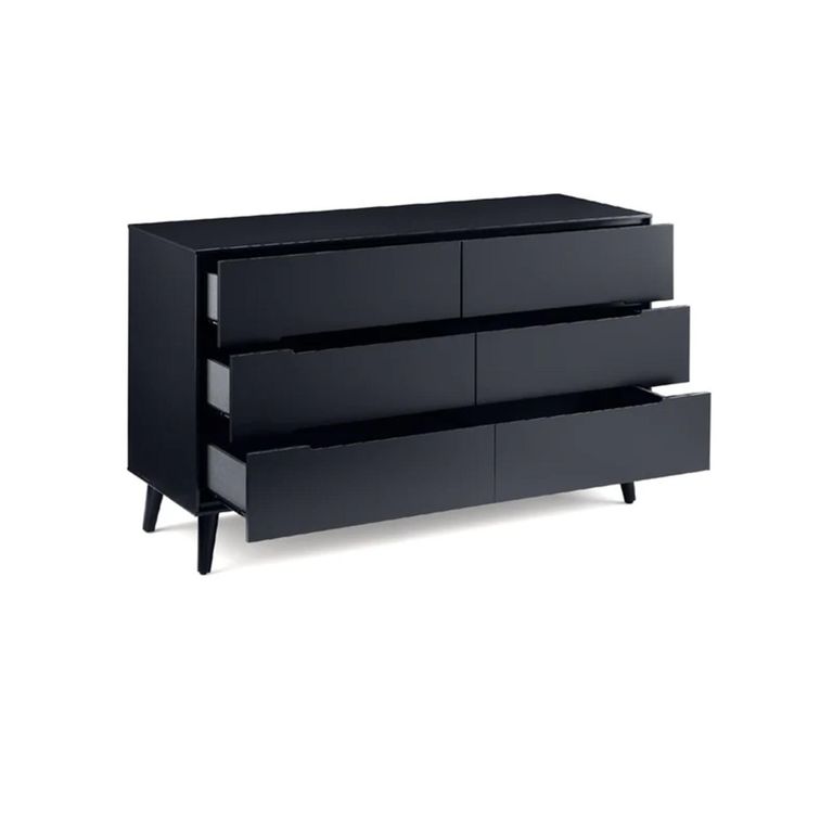 Alicia Black Wide Chest - 6 Drawer