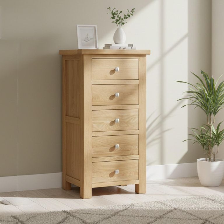 Appleby Narrow Chest - 5 Drawer - Oak