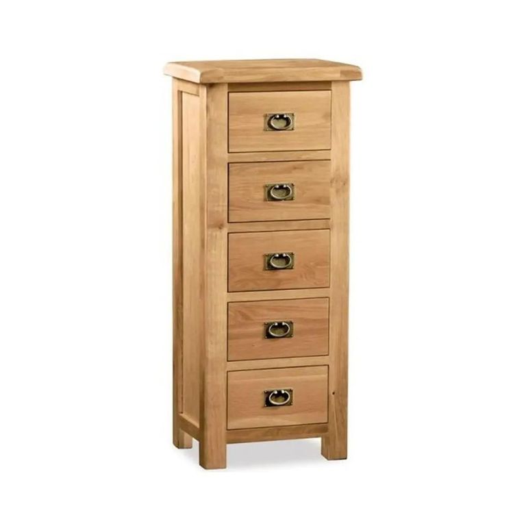 Clearance - Salisbury Premium Tallboy Chest - 5 Drawer - Oak - FSS17003