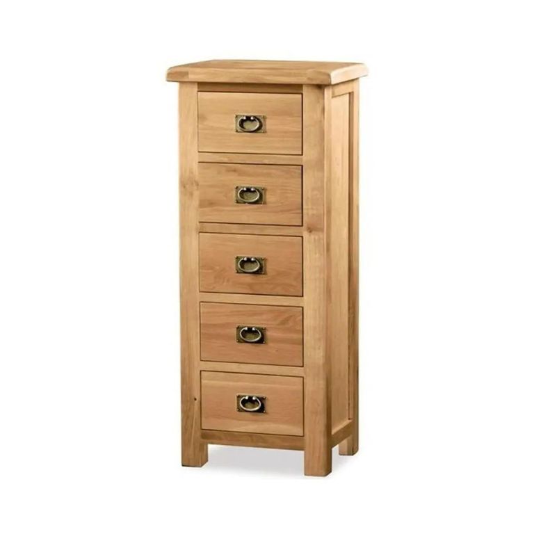 Clearance - Salisbury Premium Tallboy Chest - 5 Drawer - Oak - FSS17003