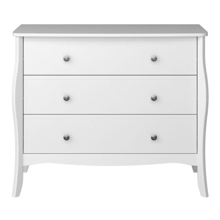 Clearance - Baroque Chest - 3 Drawer - Wide - White - A529