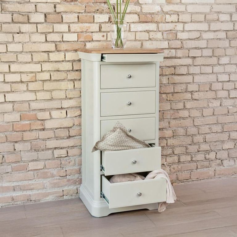 Clearance - Cromwell Tall Chest - 5 Drawer - Grey Painted - A415