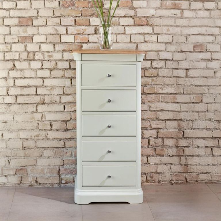 Clearance - Cromwell Tall Chest - 5 Drawer - Grey Painted - A416