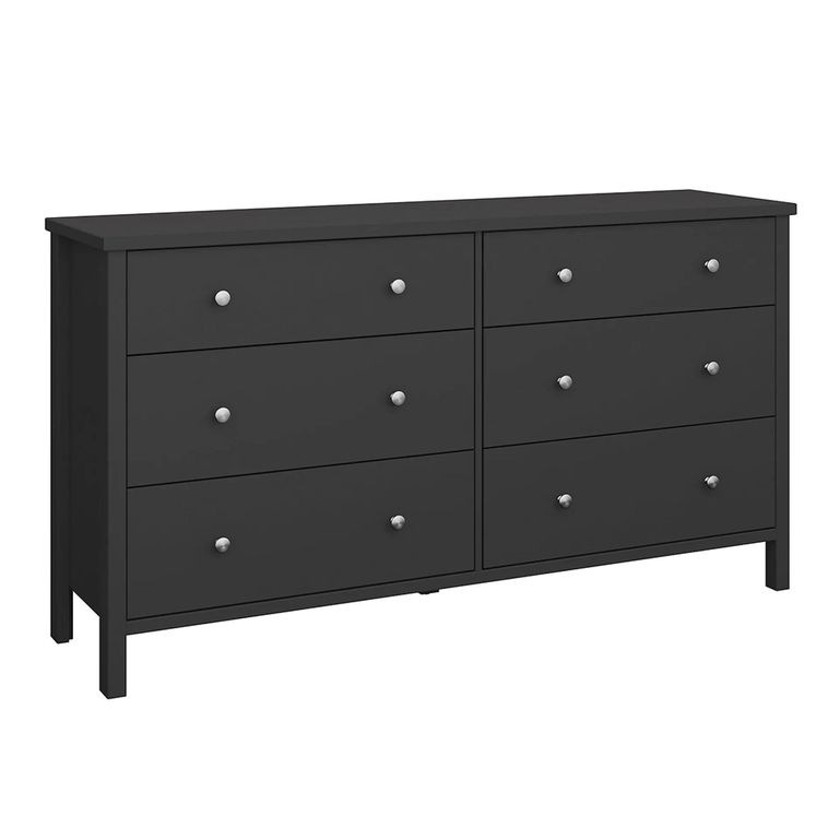 Clearance - Tromso Wide Chest - 3+3 Drawer - Black - A542