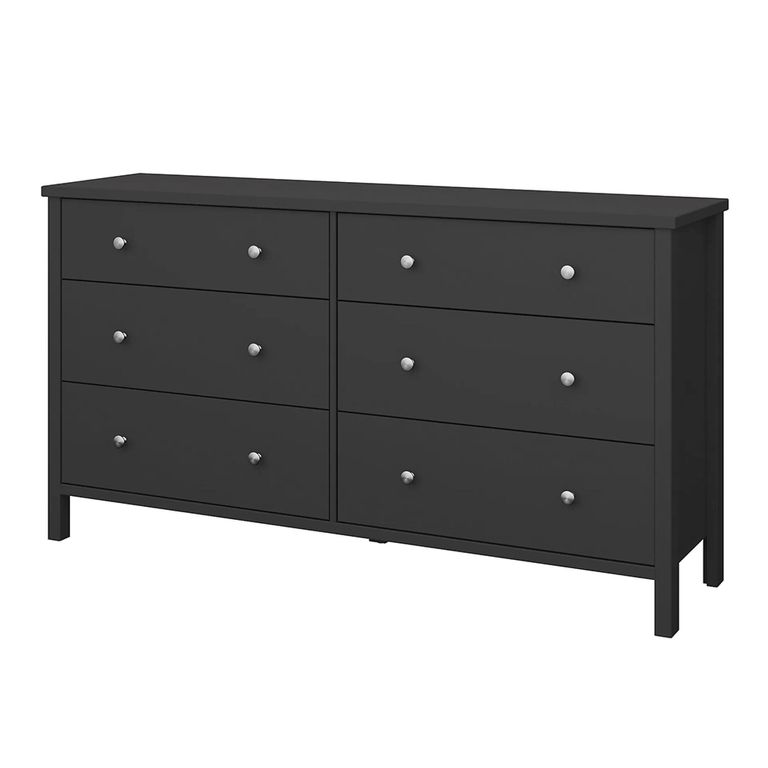Clearance - Tromso Wide Chest - 3+3 Drawer - Black - A542
