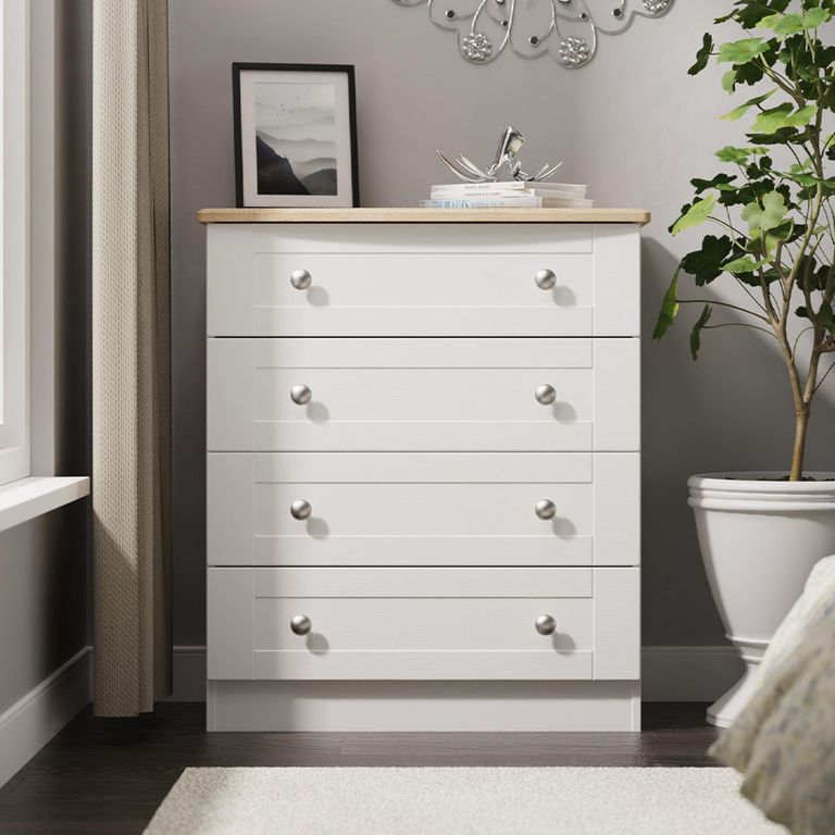Sussex Chest - 4 Drawer - White and Oak