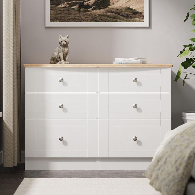 Sussex Midi Chest - 6 Drawer - White and Oak