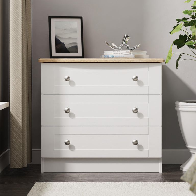 Sussex Small Chest - 3 Drawer - White and Oak