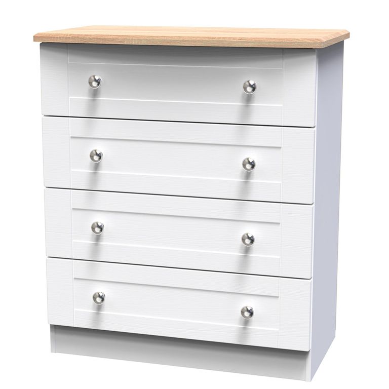 Sussex Chest - 4 Drawer - White and Oak