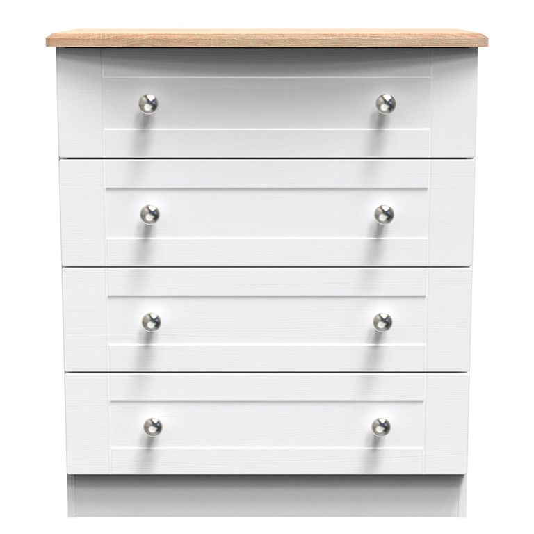 Sussex Chest - 4 Drawer - White and Oak