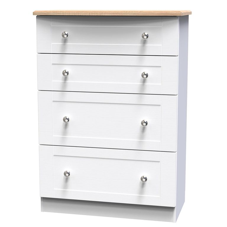 Sussex Deep Chest - 4 Drawer - White and Oak