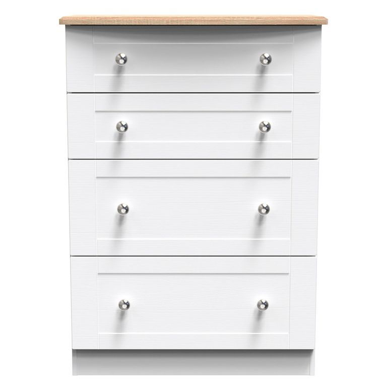 Sussex Deep Chest - 4 Drawer - White and Oak