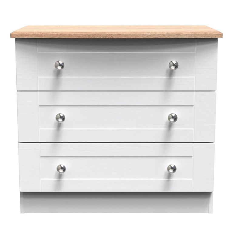Sussex Small Chest - 3 Drawer - White and Oak