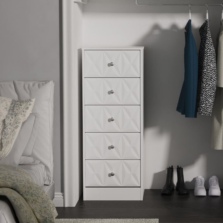 San Jose Chest - Narrow - 5 Drawer - White