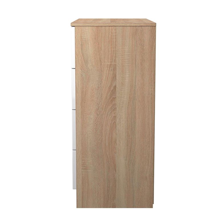 Milan Chest - 4 Drawer - White Gloss and Oak
