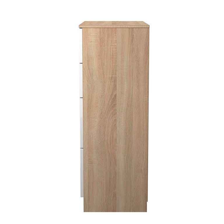 Milan Chest - Deep - 4 Drawer - White Gloss and Oak