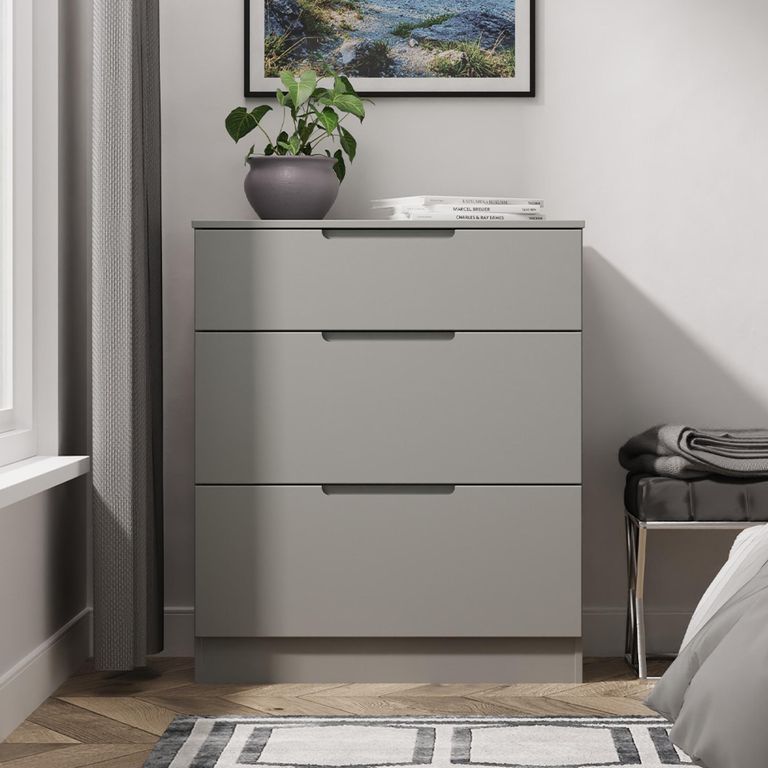 Milan Chest - Deep - 3 Drawer - Grey