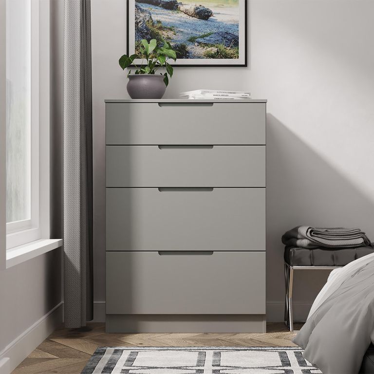 Milan Chest - Deep - 4 Drawer - Grey