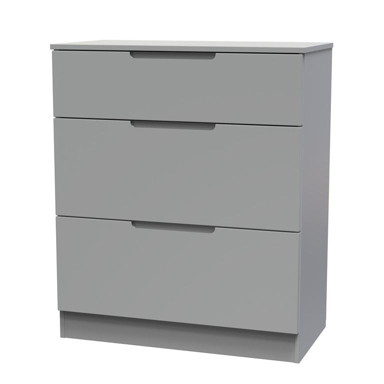 Milan Chest - Deep - 3 Drawer - Grey