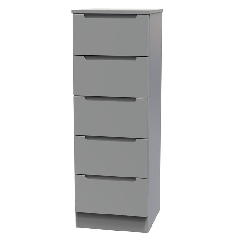 Milan Chest - Narrow - 5 Drawer - Grey