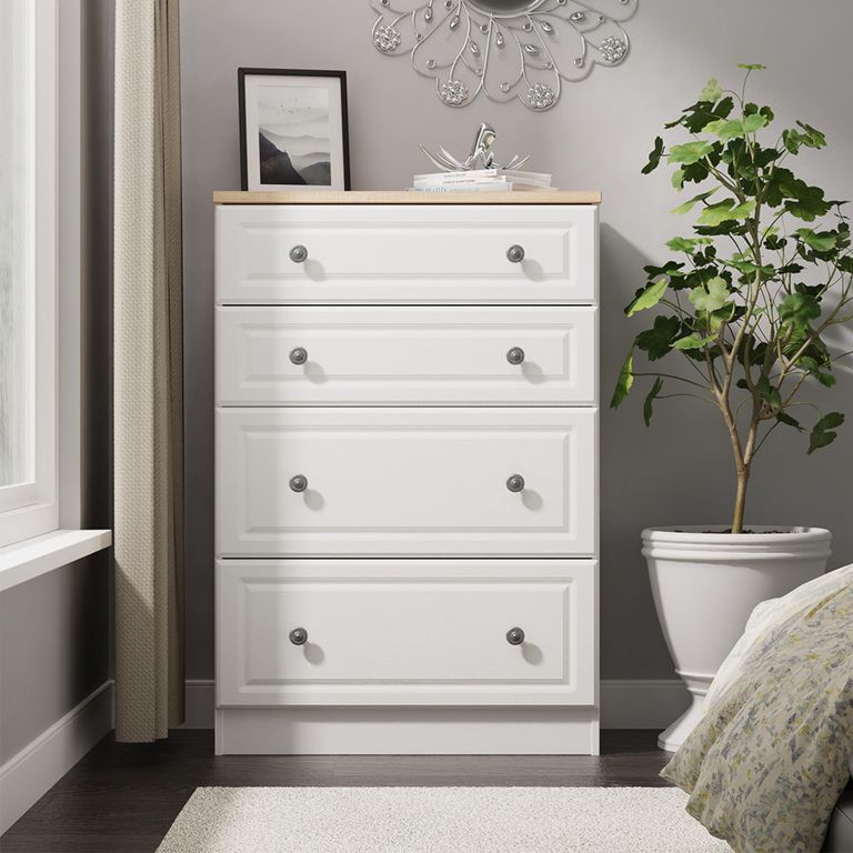 Norfolk Chest - Deep - 4 Drawer - White and Oak