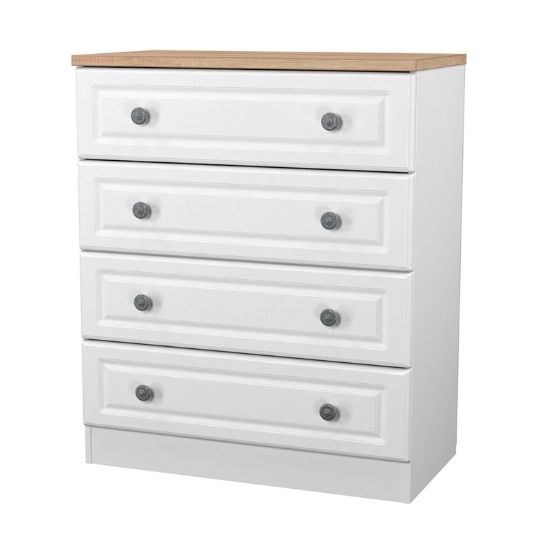 Norfolk Chest - 4 Drawer - White and Oak