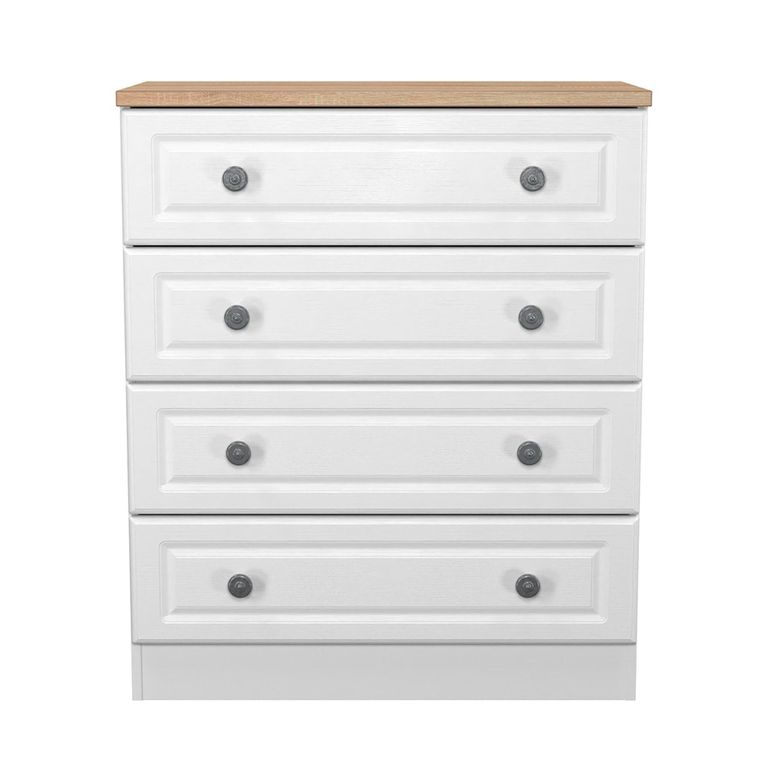 Norfolk Chest - 4 Drawer - White and Oak