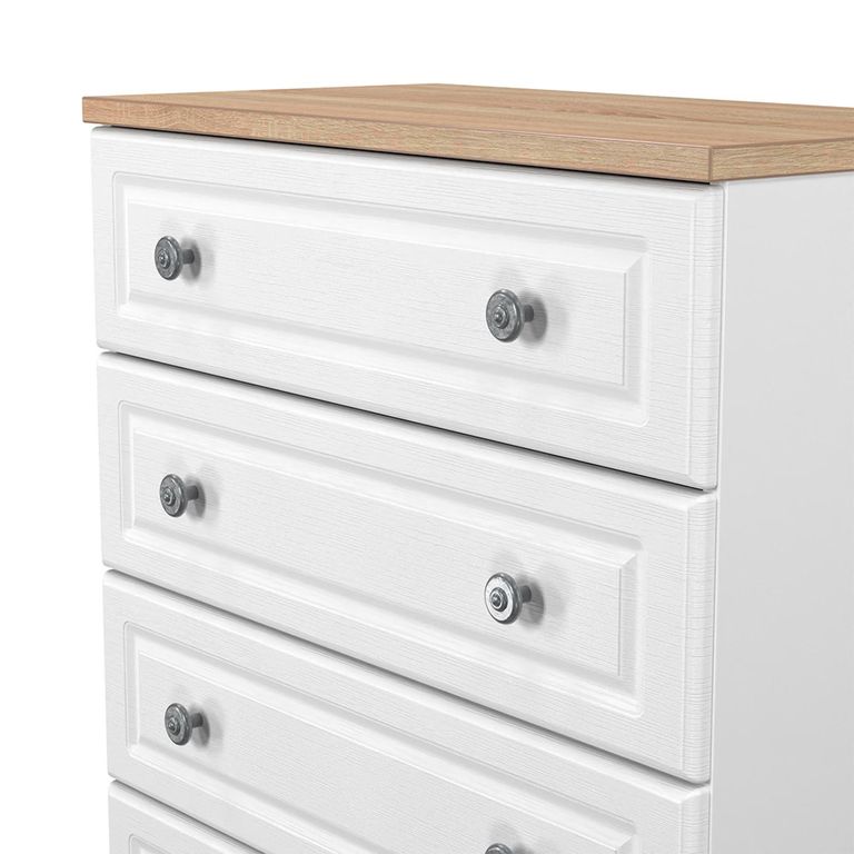 Norfolk Chest - 4 Drawer - White and Oak