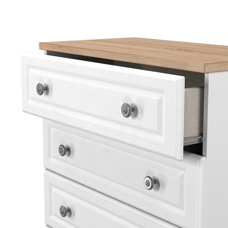 Norfolk Chest - 4 Drawer - White and Oak