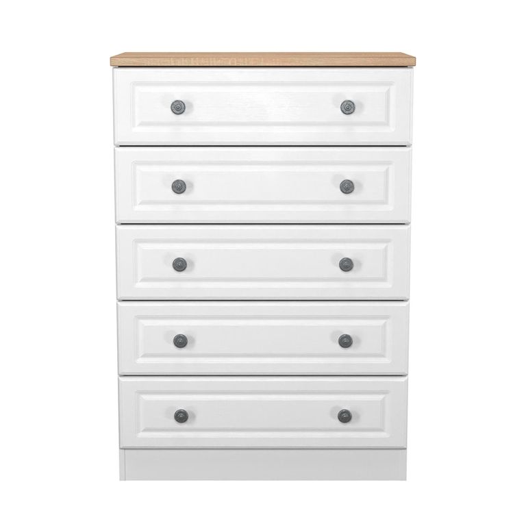 Norfolk Chest - 5 Drawer - White and Oak