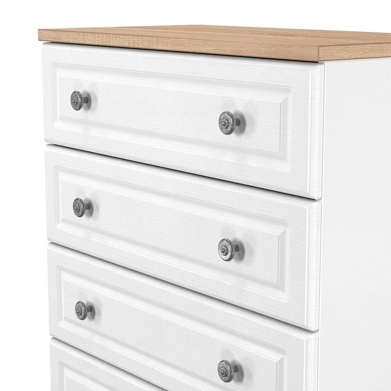 Norfolk Chest - 5 Drawer - White and Oak