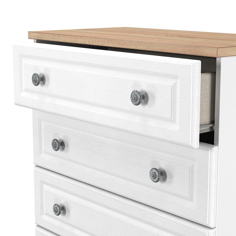 Norfolk Chest - 5 Drawer - White and Oak
