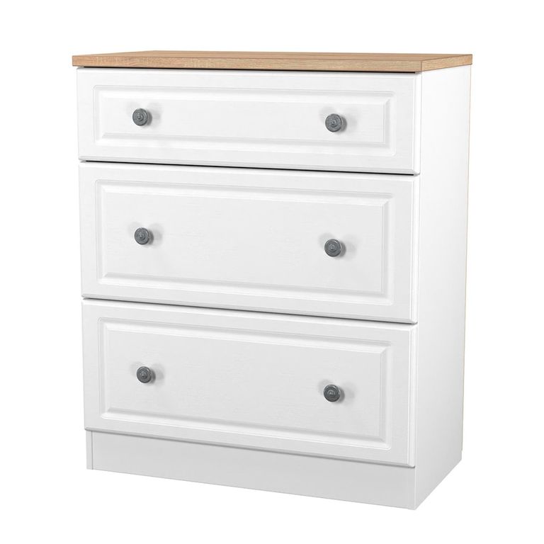 Norfolk Chest - Deep - 3 Drawer - White and Oak