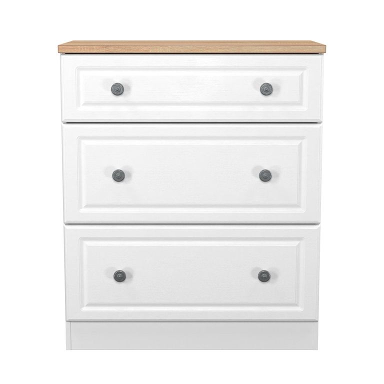 Norfolk Chest - Deep - 3 Drawer - White and Oak