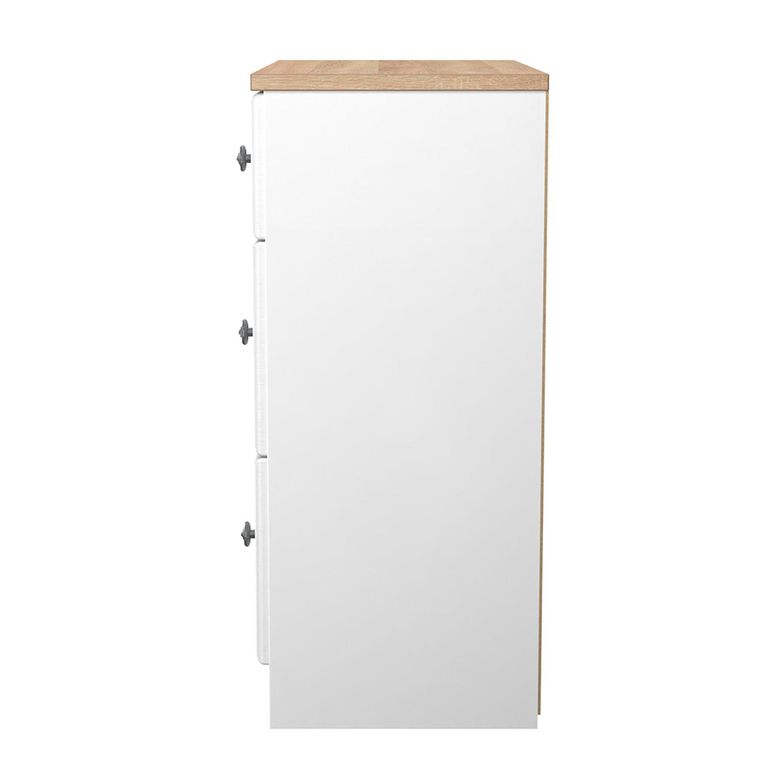 Norfolk Chest - Deep - 3 Drawer - White and Oak