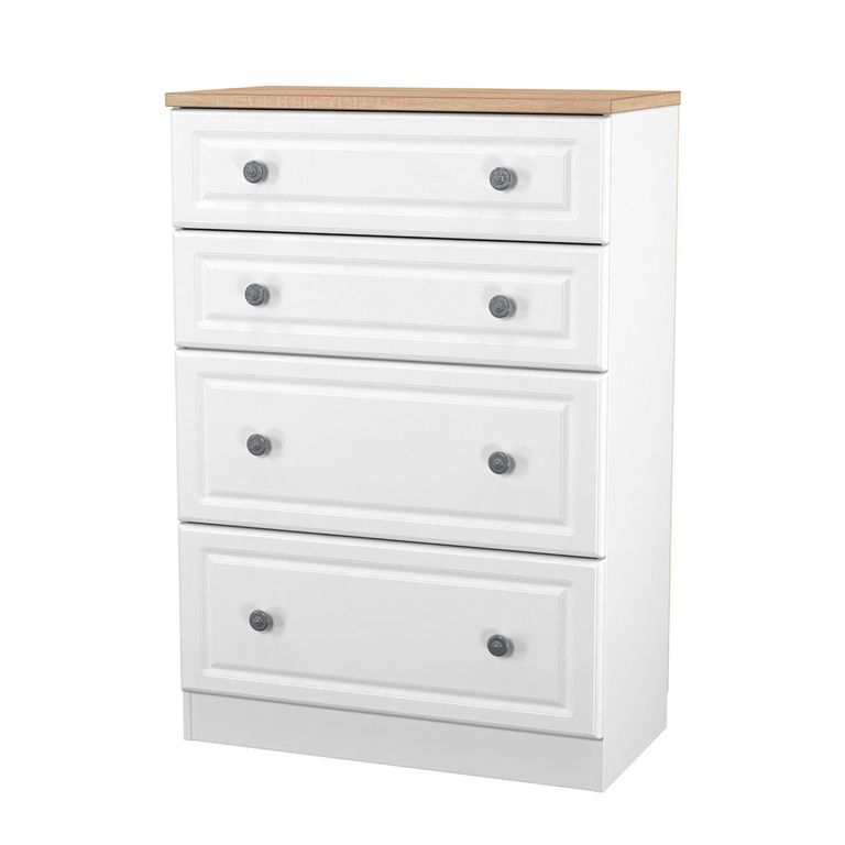 Norfolk Chest - Deep - 4 Drawer - White and Oak