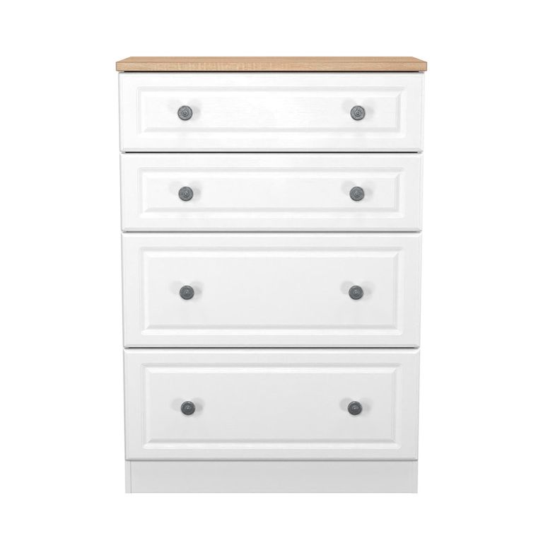 Norfolk Chest - Deep - 4 Drawer - White and Oak
