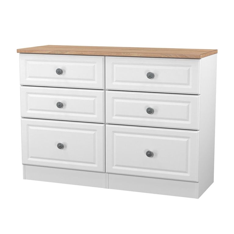 Norfolk Chest - Midi - 6 Drawer - White and Oak