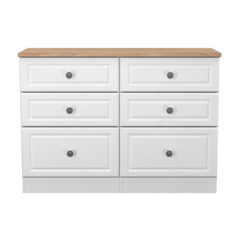 Norfolk Chest - Midi - 6 Drawer - White and Oak