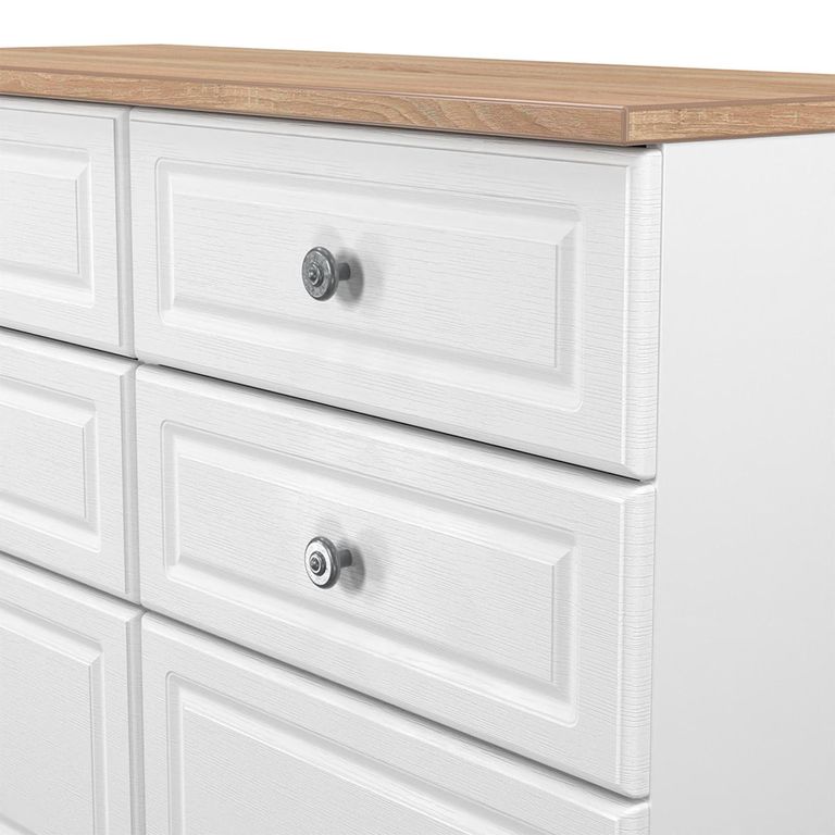 Norfolk Chest - Midi - 6 Drawer - White and Oak