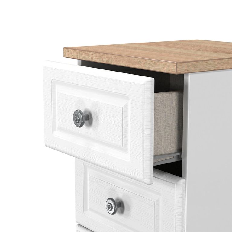 Norfolk Chest - Narrow - 5 Drawer - White and Oak
