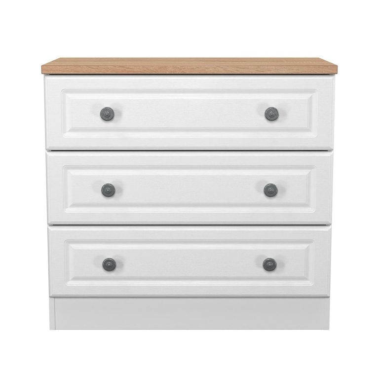 Norfolk Chest - Small - 3 Drawer - White and Oak