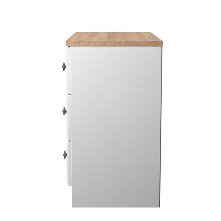 Norfolk Chest - Small - 3 Drawer - White and Oak