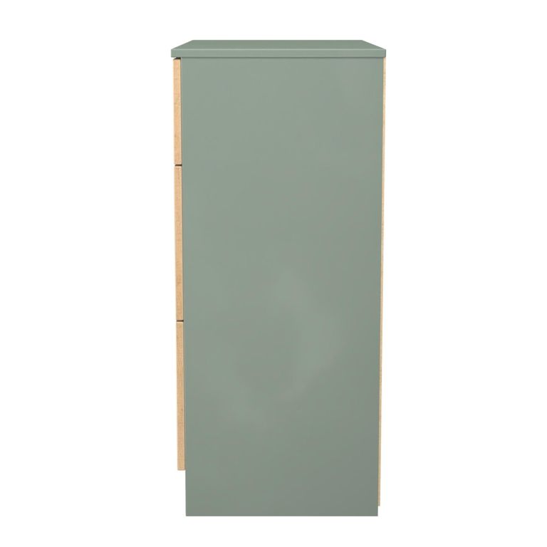 Java Fluted Chest - 3 Drawer - Deep - Natural and Reed Green